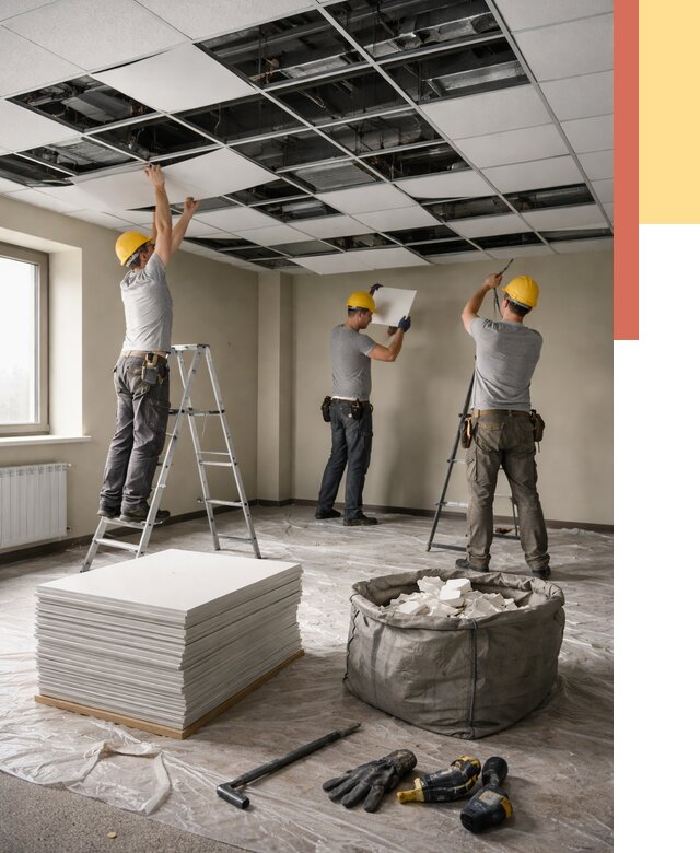 Демонтаж потолка Армстронг в Югорске от 4595 руб. быстро и недорого | ОТДЕЛОЧНИК-Югр