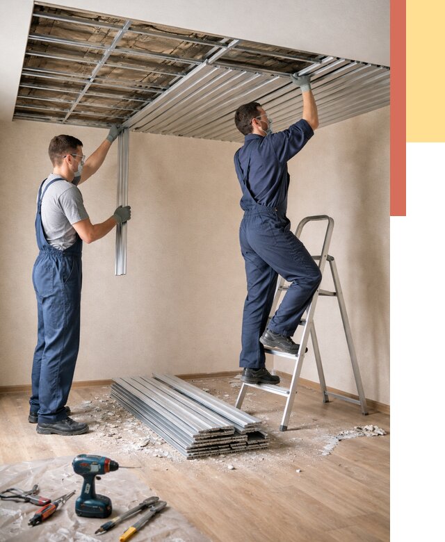 Демонтаж реечного потолка в Югорске от 4595 руб. быстро и недорого | ОТДЕЛОЧНИК-Югр