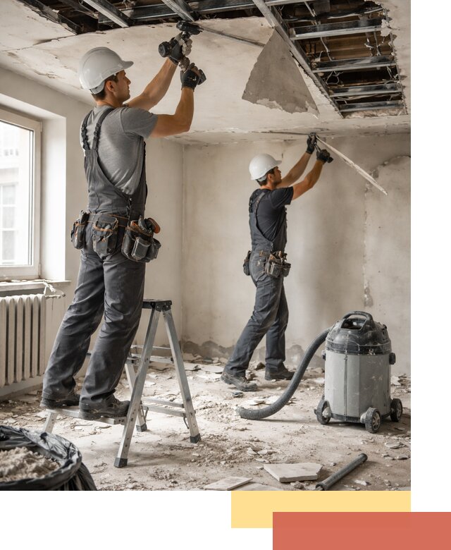 Демонтаж гипсокартонного потолка в Югорске быстро и аккуратно