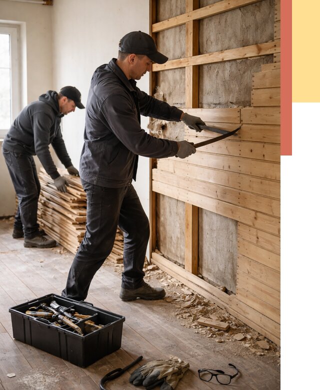 Демонтаж вагонки в Югорске от 3880 руб/м2 — быстро и недорого | ОТДЕЛОЧНИК-Югр