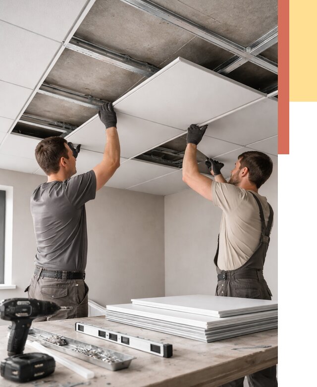 Монтаж кассетного потолка в Югорске от 4595 руб/м2 — установка и сборка | ОТДЕЛОЧНИК-Югр