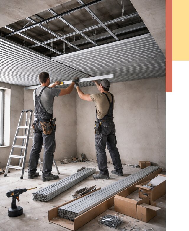 Монтаж реечного потолка в Югорске от 4595 руб. под ключ | ОТДЕЛОЧНИК-Югр