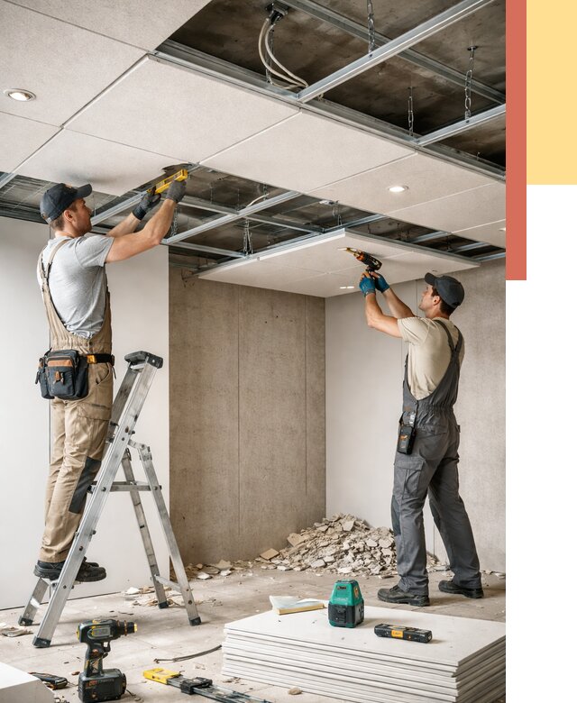 Монтаж акустического потолка в Югорске от 6637 руб/м2 — быстро и недорого | ОТДЕЛОЧНИК-Югр