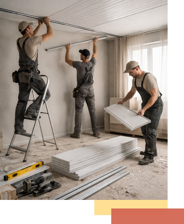 Монтаж потолка из ПВХ панелей в Югорске оперативно и качественно