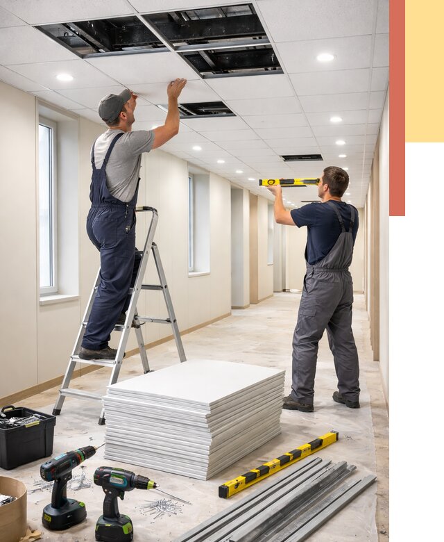 Ремонт потолка Армстронг в Югорске от 4595 руб. — быстро и недорого | ОТДЕЛОЧНИК-Югр