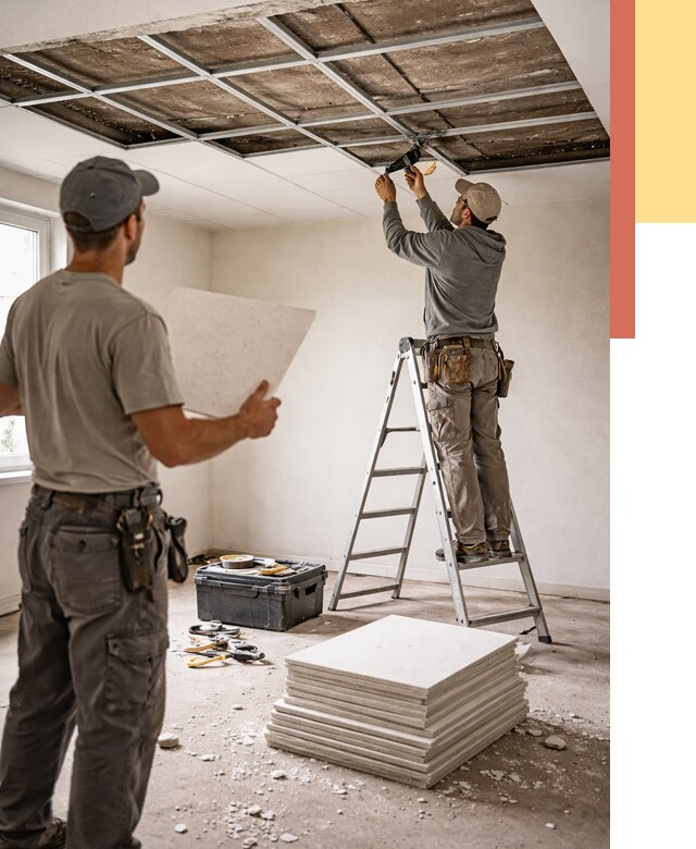 Замена плит подвесного потолка в Югорске от 1787 руб. быстро и недорого | ОТДЕЛОЧНИК-Югр
