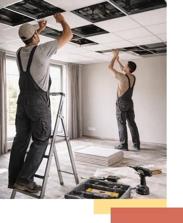 Замена плит подвесного потолка в Югорске быстро и качественно