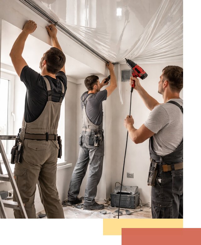 Монтаж глянцевого натяжного потолка в Югорске быстро и качественно