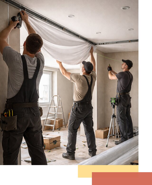 Монтаж парящего натяжного потолка под ключ в Югорске