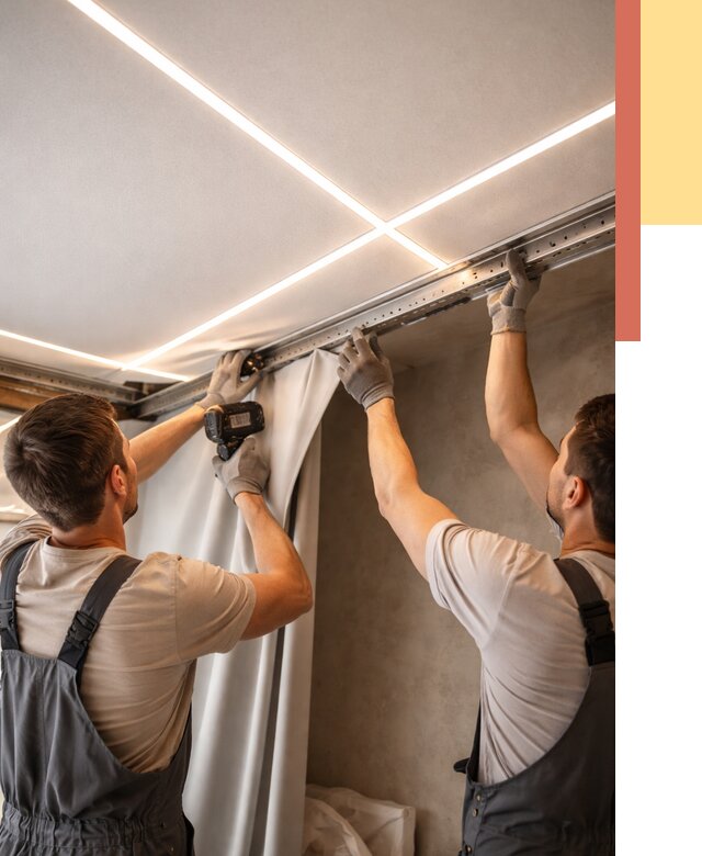 Монтаж натяжного потолка со световыми линиями в Югорске от 1225 руб. | ОТДЕЛОЧНИК-Югр