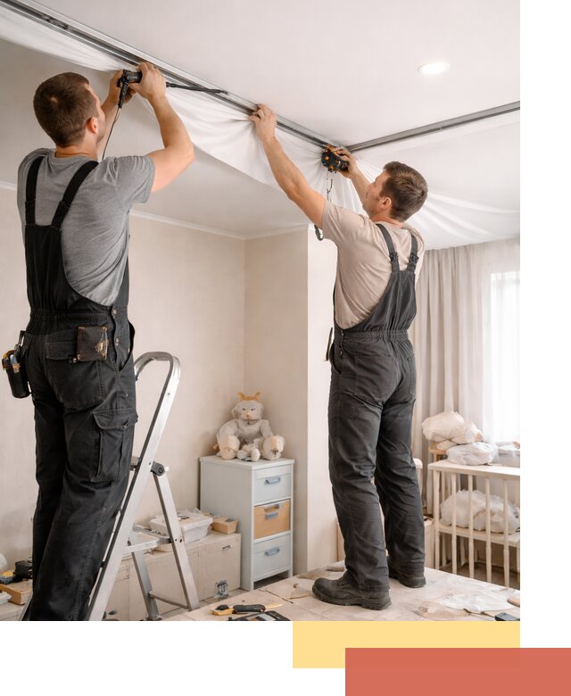 Монтаж натяжного потолка в детской комнате в Югорске