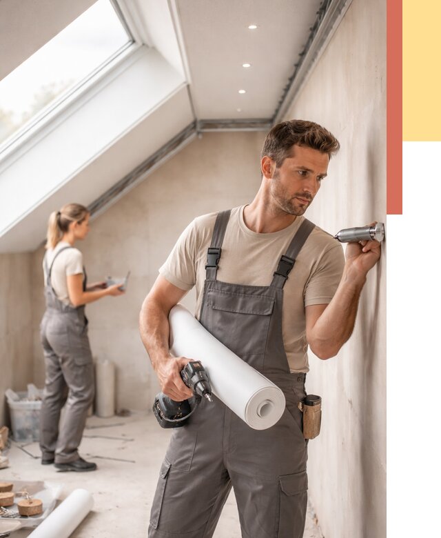 Монтаж натяжного потолка на мансарде в Югорске от 3574 руб. | ОТДЕЛОЧНИК-Югр