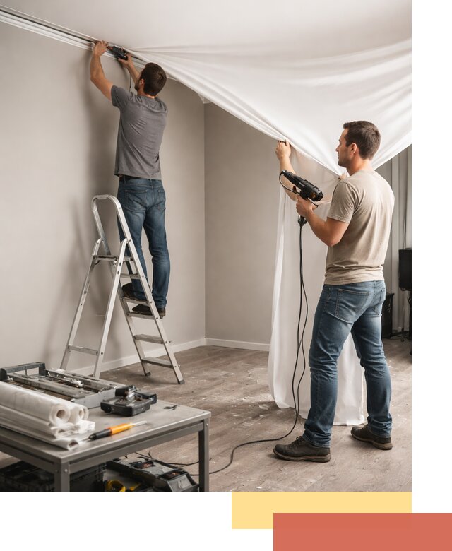 Монтаж натяжного потолка в студии в Югорске