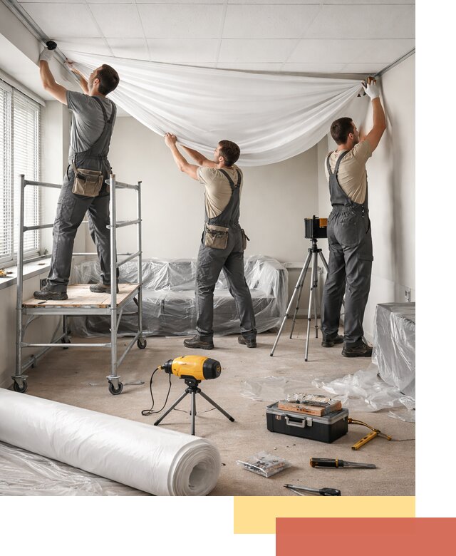 Монтаж натяжного потолка в офисе в Югорске