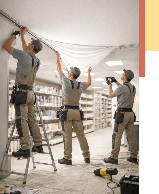 Монтаж натяжного потолка в магазине в Югорске от 4595 руб. быстро и недорого | ОТДЕЛОЧНИК-Югр