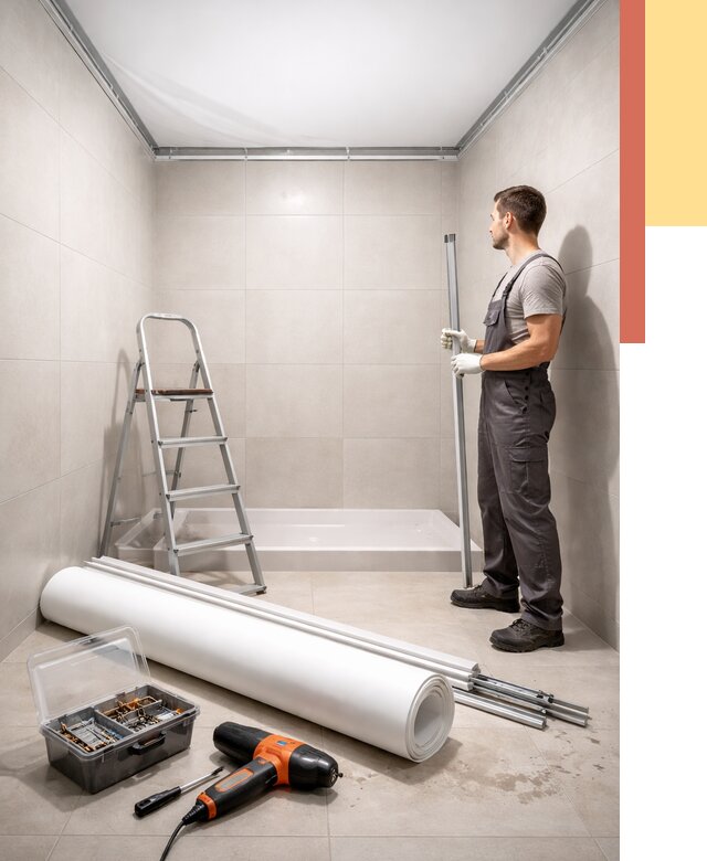 Монтаж натяжного потолка в санузле в Югорске от 1889 руб. — ОТДЕЛОЧНИК-Югр