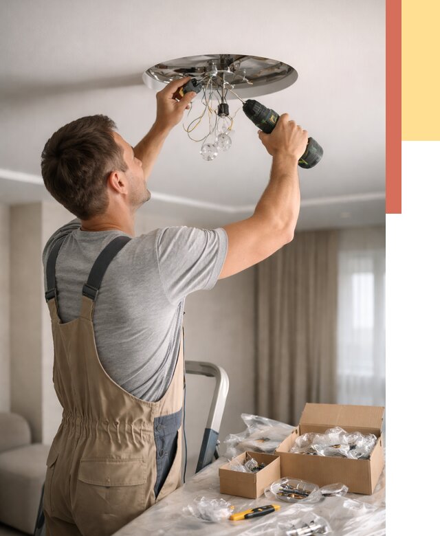 Установка люстры в натяжной потолок в Югорске от 1225 руб. | Быстро и недорого — ОТДЕЛОЧНИК-Югр