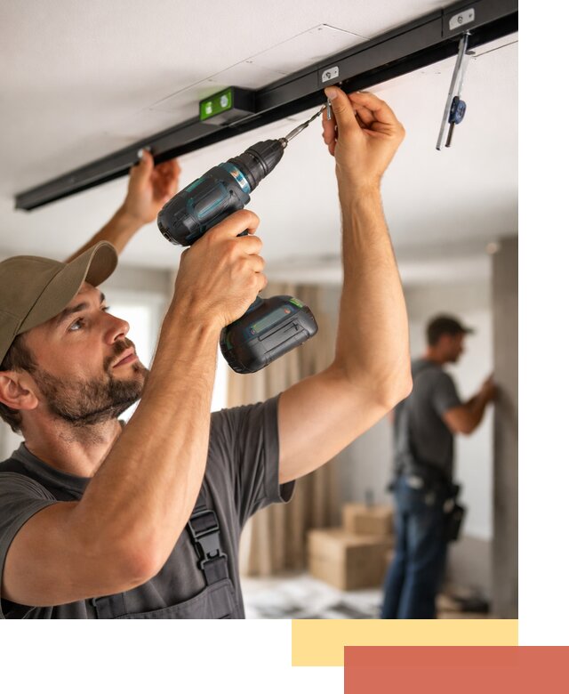 Установка трековых светильников в натяжной потолок в Югорске