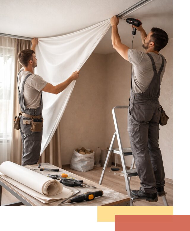 Замена полотна натяжного потолка в Югорске быстро и качественно