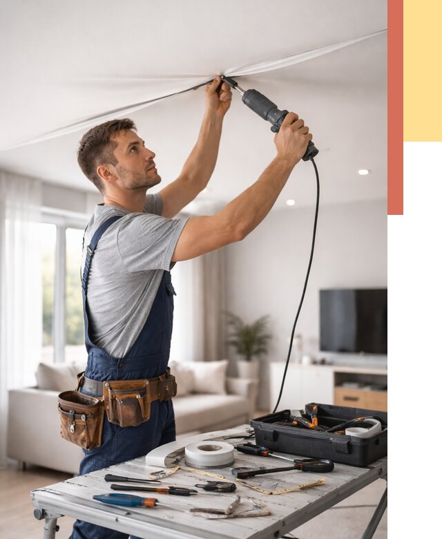 Ремонт натяжных потолков в Югорске от 9700 руб. под ключ — ОТДЕЛОЧНИК-Югр