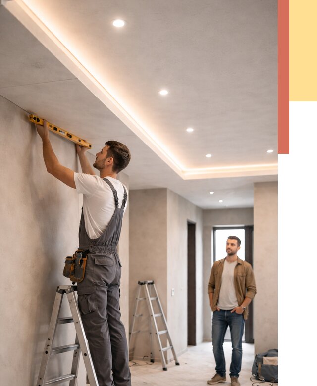 Потолок из гипсокартона с подсветкой в Югорске от 766 руб./м2 под ключ | ОТДЕЛОЧНИК-Югр