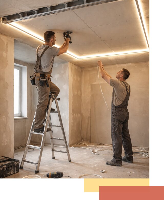 Потолок из гипсокартона с подсветкой в Югорске