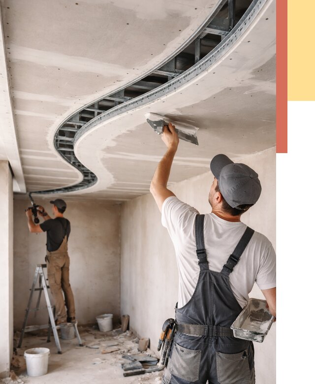 Криволинейный потолок из гипсокартона в Югорске от 2144 руб./м2 | ОТДЕЛОЧНИК-Югр