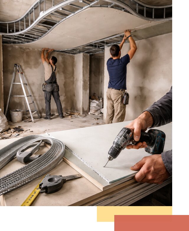 Криволинейный потолок из гипсокартона в Югорске — монтаж и отделка