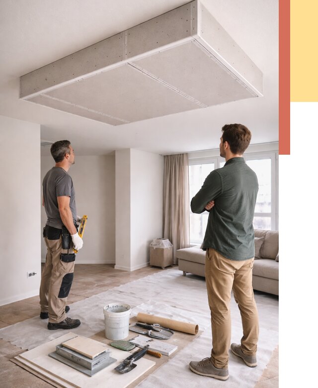 Короб на потолке из гипсокартона в Югорске от 2246 руб. — монтаж и услуги под ключ | ОТДЕЛОЧНИК-Югр