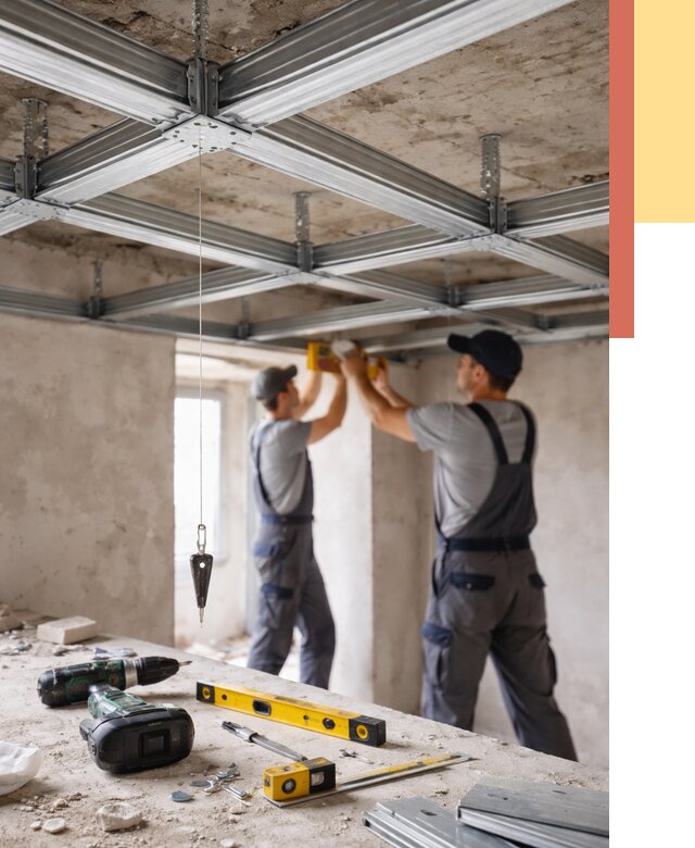 Монтаж каркаса потолка из профиля в Югорске от 4595 руб. — услуги ОТДЕЛОЧНИК-Югр