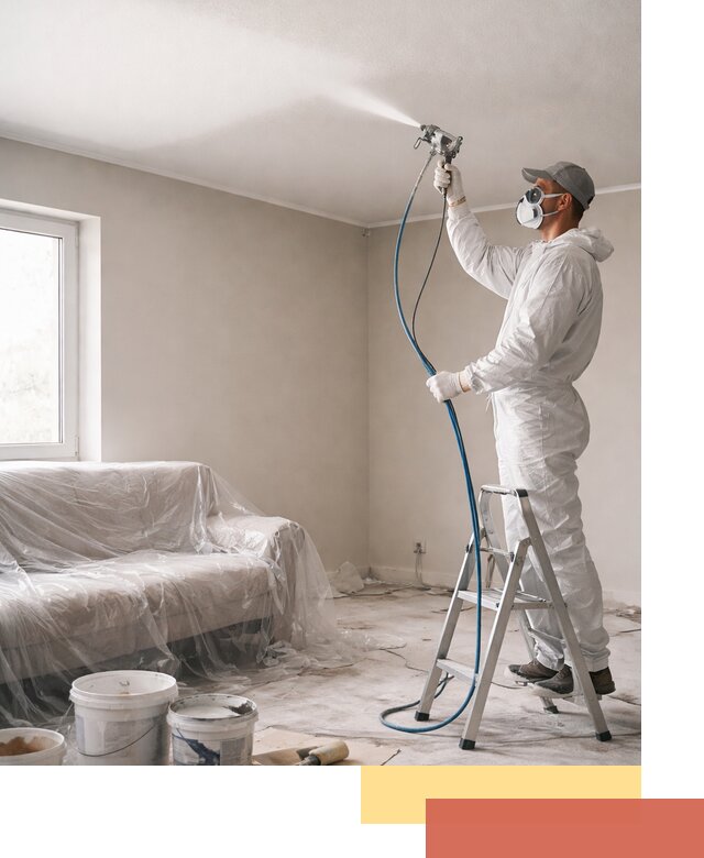 Покраска потолка краскопультом в Югорске быстро и качественно